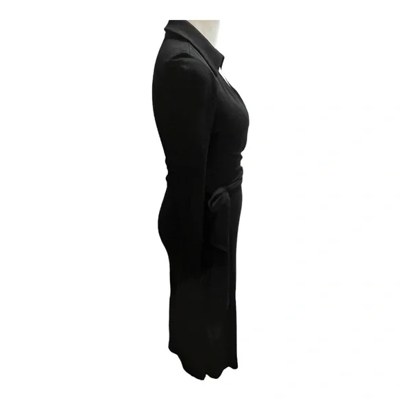 Diane Von Furstenburg New Jeanne Two Black Crepe Wrap Tie Plunge Dress Sz Xs-Sm - Picture 11 of 15